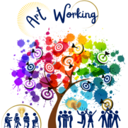 Logo professionnel et créatif pour Art Working, activité de théâtre d’entreprise et de formation. Design élégant, moderne et humain, évoquant le théâtre, la prise de parole et la créativité.